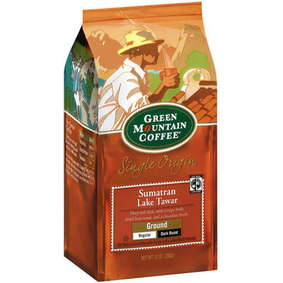 Green Mountain Coffee Roasters Ground Sumatran Lake Tawar Regular Dark Roast Single Origin Coffee 10 Oz Stand Up Bag