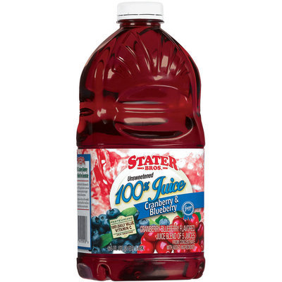 Stater Bros. Cranberry & Blueberry Unsweetened Juice 64 Fl Oz Plastic Bottle
