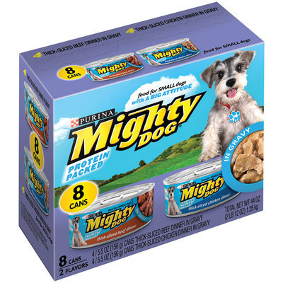 Purina Mighty Dog Thick-Sliced Beef in Gravy & Thick-Sliced Chicken in Gravy Dinners 8-5.5 oz. Cans