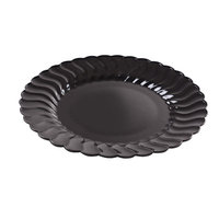Fineline Settings, Inc Flairware Round Rippled Disposable Plastic Dinner Plate (180/Case), Black