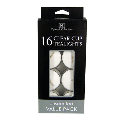 Home Locomotion 16Pk Clear Cup Tealights White