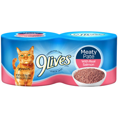 9Lives Meaty Pate with Real Salmon Wet Cat Food, 4/5.5-Ounce Cans (Pack of 6)