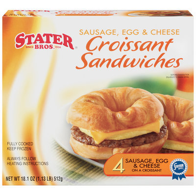 Stater Bros. Sausage Egg & Cheese 4 Ct Croissant Sandwiches 18.1 Oz Box