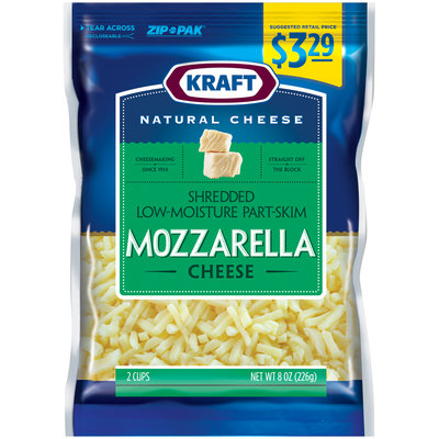 Kraft Natural Cheese Shredded Low-Moisture Part-Skim Cheese 8 oz. ZIP-PAK®