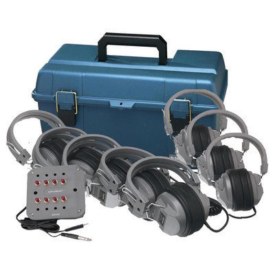 Hamilton Electronics LCP - JBP-6SV - HA5 Listening Center- 6 Station Jackbox with Volume- Deluxe Headphones- ASM with Carry Case