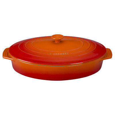 Le Creuset Stoneware 3.75-Qt. Covered Oval Casserole Color: Flame