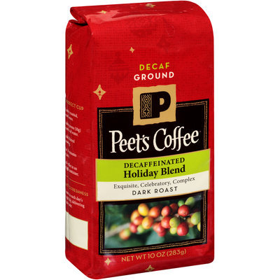 Peet's Coffee® Decaffeinated Holiday Blend Dark Roast Coffee Grounds 10 oz. Package