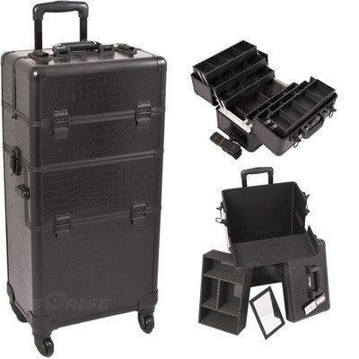 Just Case Sunrise I3461CRAB Black Crocodile Trolley Makeup Case