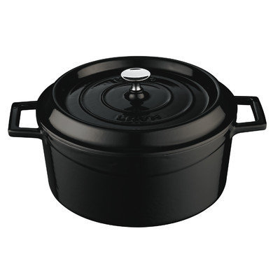 Lava Cookware Signature Enameled Cast-Iron Dutch Oven, 4.75 Qt, Black Obsidian
