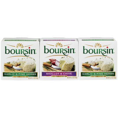 Boursin Garlic & Fine Herbs/Shallot & Chive 5.2 Oz Boxes Gournay Cheese 3 Ct Pack
