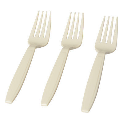 Fineline Settings, Inc Flairware Heavy Duty Boxed Disposable Plastic Fork (1000/Case), Bone