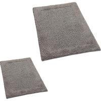 Textile Decor Castle 2 Piece 100% Cotton Naples Spray Latex Bath Rug Set, 24 H X 17 W and 34 H X 21 W, Stone