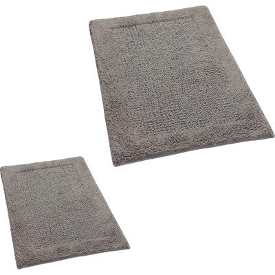 Textile Decor Castle 2 Piece 100% Cotton Naples Spray Latex Bath Rug Set, 24 H X 17 W and 34 H X 21 W, Stone