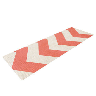 Kess Inhouse Vintage Coral by Ann Barnes Chevron Yoga Mat