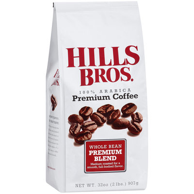 Hills Bros. 100% Arabica Premium Blend Whole Bean Premium Coffee 32 oz. Bag
