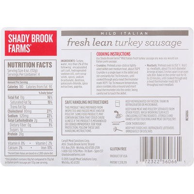 Shady Brook Farms® Mild Italian Fresh Lean Turkey Sausage 16 oz. Tray