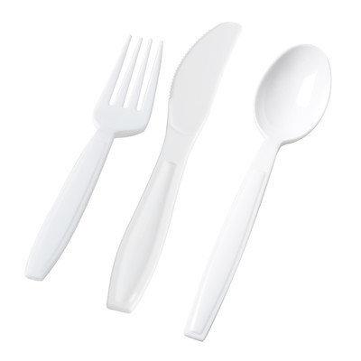 Fineline Settings, Inc Flairware Combo Boxed Disposable Plastic Cutlery Set (960/Case), White