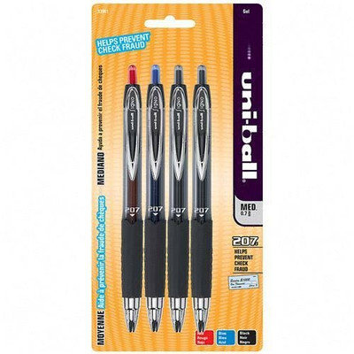 Sanford Gel Pen, Retractable, Refillable, 7mm Point, 4/PK, Assorted