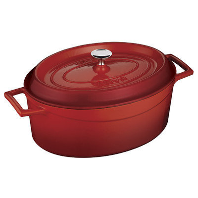 Lava Cookware Signature Enameled Cast-Iron Oval Dutch Oven, 4.25-qt, Cayenne Red