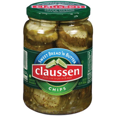 Claussen Sweet Bread'n Butter Chips Pickles 24 Oz Jar