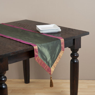 Saro Two-Tone Table Runner with Crushed Border