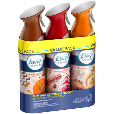 Air Effects Febreze Air Effects Pumpkin Bliss, Cranberry Cheer, and Apple Delish Air Freshener Value Pack (3 Count, 9.7 oz EACH)