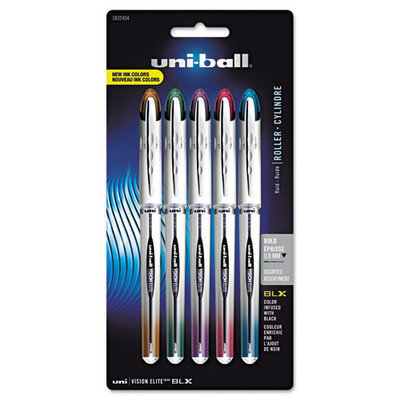 Uni-Ball 1832404 Vision Elite BLX Series Rollerball Pen 0.8mm Assorted 5-Pk