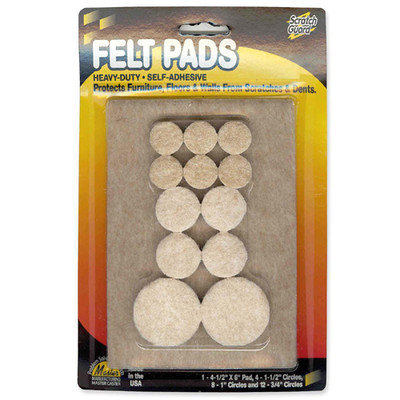 MASTER CASTER COMPANY Felt Pads, Assorted Combo, 25/PK, Beige