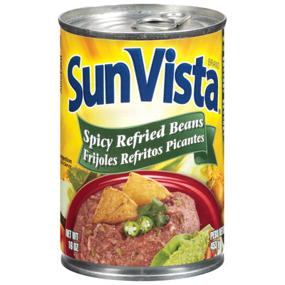Sun-Vista Spicy Picante Refritos Frijoles Refried Beans 16 Oz Can