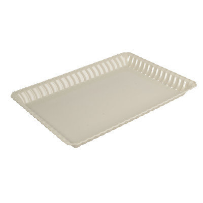 Fineline Settings, Inc Flairware Rippled Bulk Disposable Plastic Serving Tray (48/Case), Bone