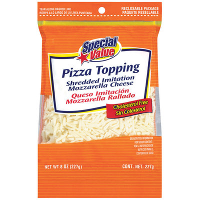 Special Value Shredded Imitation Mozzarella Pizza Topping 8 Oz Peg