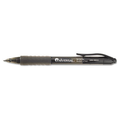 Universal Products Universal Office Products 39912 Clear Barrel Roller Ball Retractable Gel Pen Black Ink Medium Dozen