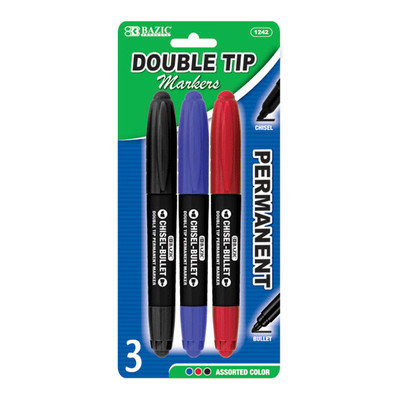 Bazic 1242-24 Assorted Color Double-Tip Permanent Marker