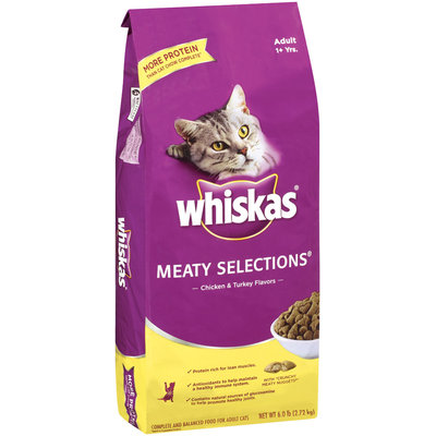 Whiskas Meaty Selections Chicken & Turkey Flavors Adult 1+ Yrs Dry Cat Food 6 Lb Bag