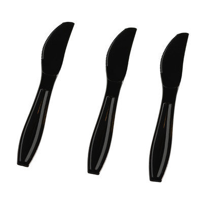 Fineline Settings, Inc Flairware Heavy Duty Boxed Disposable Plastic Knife (1000/Case), Black