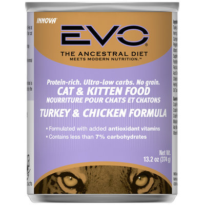 Evo® Turkey & Chicken Formula Cat & Kitten Food 13.2 oz. Can
