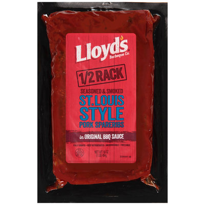 Lloyd's® Barbeque Co. Seasoned & Smoked St. Louis Style Pork Spareribs in Original BBQ Sauce 16 oz. Package