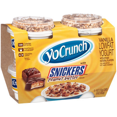YoCrunch® Vanilla Lowfat Yogurt with Snickers® Peanut Butter Pieces 4-4 oz. Cups