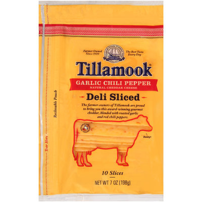 Tillamook® Natural Garlic Chili Pepper Cheddar Cheese Deli Slices 7 oz. Bag