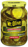 Mt. Olive Bread & Butter Chips Old Fashioned Sweet Pickles 16 Oz Jar