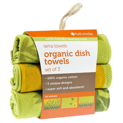 Full Circle Morning Bloom Organic Cotton Dish Towel Set 3 Co