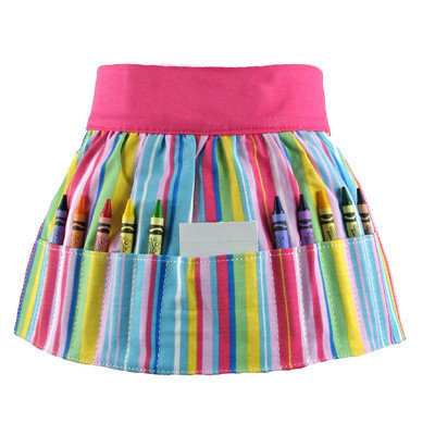 Princess Linens Doodlebugz Crayola Crayon Apron in Pink Stripe