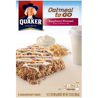 Quaker® Oatmeal To Go Raspberry Streusel Breakfast Bars