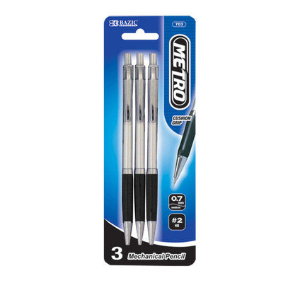 Bazic 703-24 Metro Silver 0.7mm Mechanical Pencil