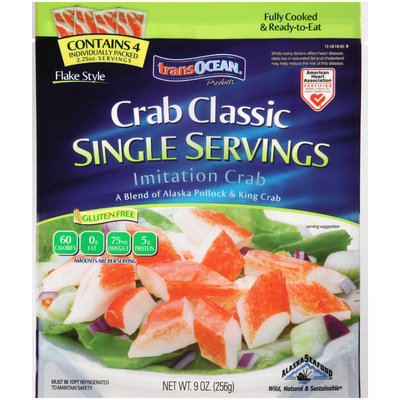 TransOcean® Products Crab Classic Single Servings Flake Style Imitation Crab 9 oz. Bag
