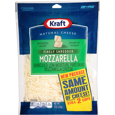 Kraft Finely Shredded Mozzarella Cheese 8 oz. ZIP-PAK®