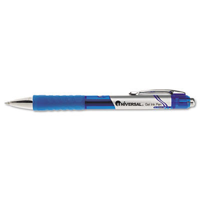 Universal Products Universal Office Products 39711 Roller Ball Retractable Gel Pen Blue Ink Medium Dozen