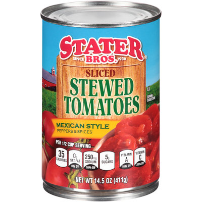 Stater Bros.® Sliced Stewed Tomatoes Mexican Style Peppers & Spices 14.5 oz. Can