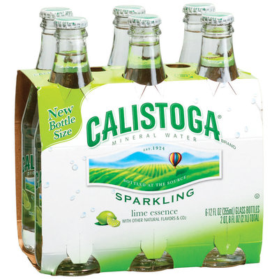 Calistoga Sparkling Mineral Water Lime Essence 6-12 fl. oz Glass Bottles