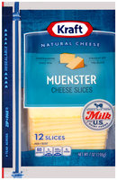 Kraft Muenster Cheese Slices 12 ct ZIP-PAK®